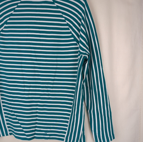 Chicos 2 (US Size L) White & Green Striped Top Women's Shirt Long Sleeve - Picture 8 of 12